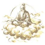 講師紹介 雲の上で座禅を組んで瞑想している仙人。2